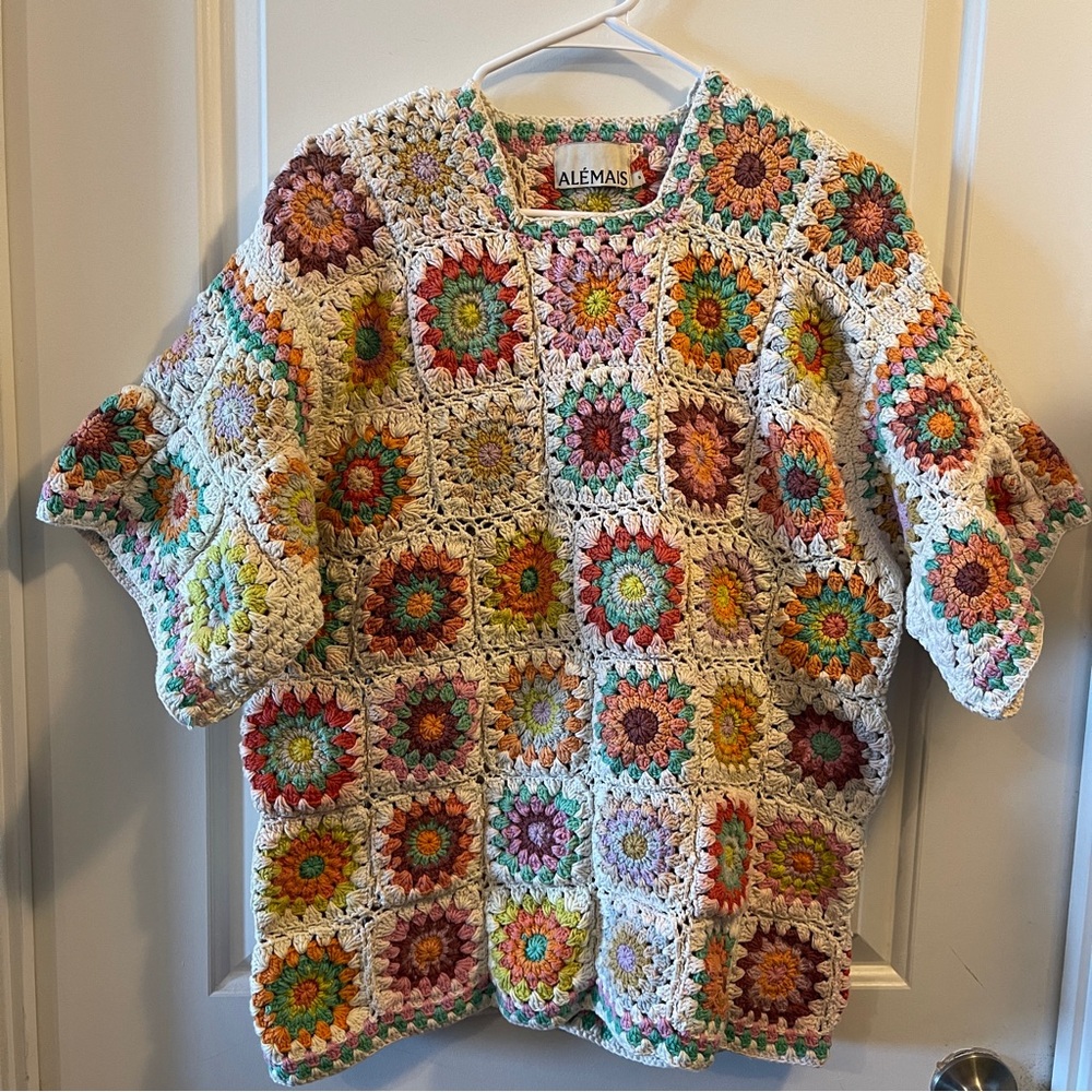 Alemais Cotton Crochet Oversized Top size 8 women’s - Picture 2 of 13